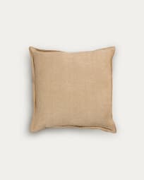 Queta cushion cover in beige linen and cotton, 45 x 45 cm