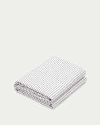Marenna tablecloth in white linen and cotton with black stripes, 150 x 250 cm