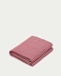 Lusian 100% cotton tablecloth in red and white, 150 x 250 cm