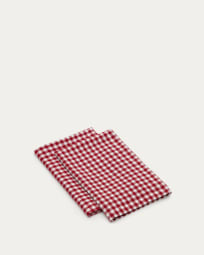 Lusian set of 2 100% cotton serviettes in red and white
