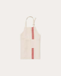 Nona children's apron in a natural linen and cotton with red stripes