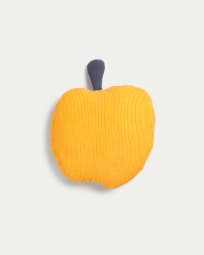 Amarantha apple shaped cushion, 100% mustard-yellow cotton