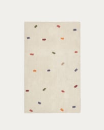 Epifania rug, 100% white cotton with multicolour dots, 90 x 150 cm