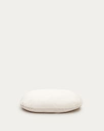 Codie portable pet cushion in white fur, Ø 60 x 10 cm