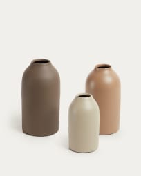 Thiara set of 3 metal vases in brown and beige, 16 cm 20 cm 25 cm