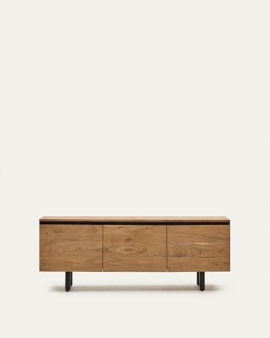 Mueble para TV Delsie de madera maciza de acacia natural con frentes  artesanales