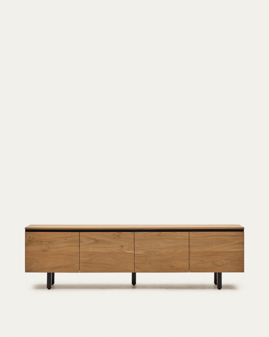 Mueble TV Uxue 4 puertas de madera maciza de acacia con acabado natural 200  x 58 cm