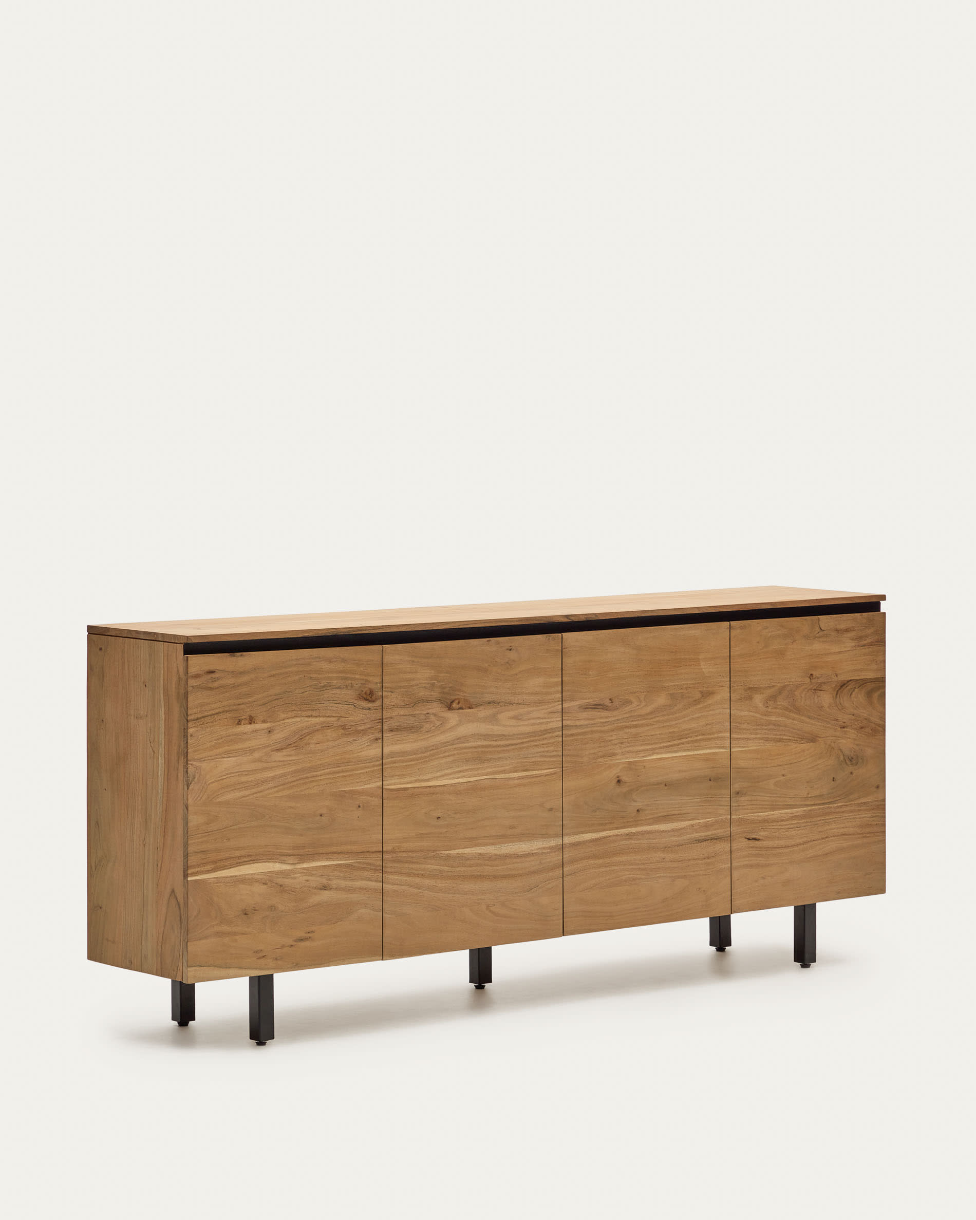 Mueble TV Uxue 4 puertas de madera maciza de acacia con acabado natural 200  x 58 cm
