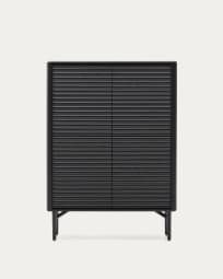 Lenon tall sideboard, 4 doors solid wood and black oak veneer 105x144 cm FSC Mix Credit