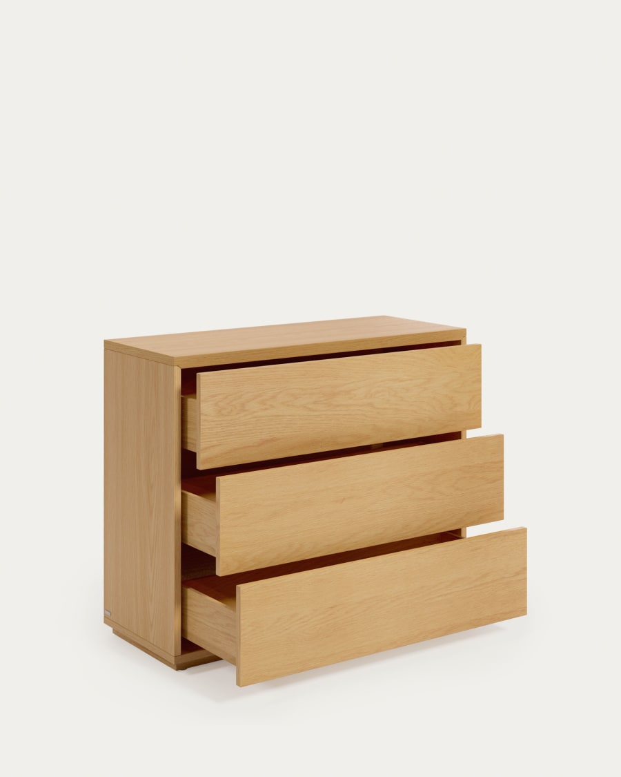 Chest of drawers, in wood and veneer, opening with three…