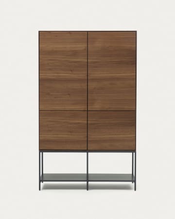 Vedrana 4 door tall sideboard in walnut veneer with steel legs, 97.5 x 160 cm