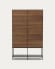 Vedrana Highboard 4 Türen aus Nussholzfurnier und Stahlbeine in Schwarz 97,5 x 160 cm