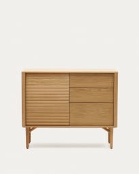 Lenon sideboard with 1 door and 3 drawers, made from oak wood and veneer, 105 x 85 cm FSC MIX Credit