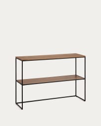 Yoana console table with a walnut veneer and painted black metal structure, 120 x 80 cm