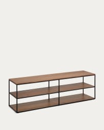 Yoana TV stand with a walnut veneer and painted black metal structure, 160 x 40 cm