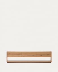 Alguema TV stand with 3 drawers in oak veneer with natural finish, 200 x 51 cm