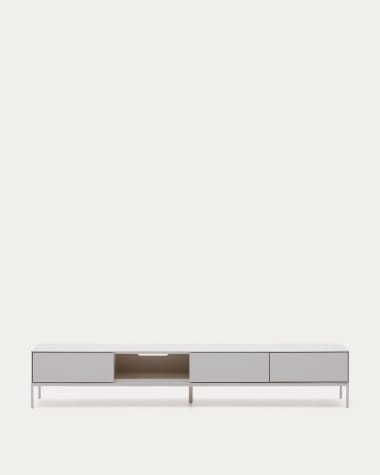 Mueble de TV Vedrana 3 cajones DM lacado blanco 195 x 35 cm
