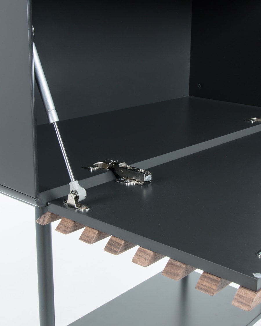 Estantería modular Nº 14 String System en negro, mesa plegable