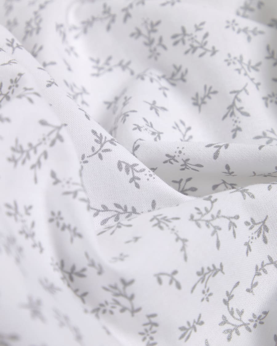 Funda para cambiador Yamile 100% algodón orgánico (GOTS) blanco con hojas  gris 50 x 70 cm