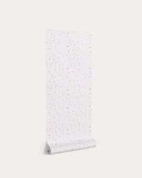 Ταπετσαρία Nerta, λευκό με μπλέ και μουσταρδί εκτύπωση μωσαΪκού, 10x0.53 m, FSC MIX Credit