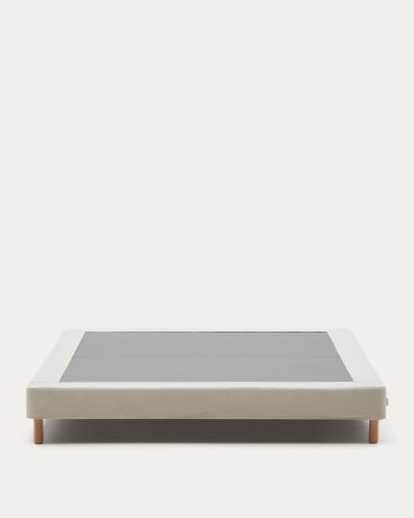 Base déhoussable Ofelia beige avec pieds en bois de hêtre pour matelas 180x200 cm