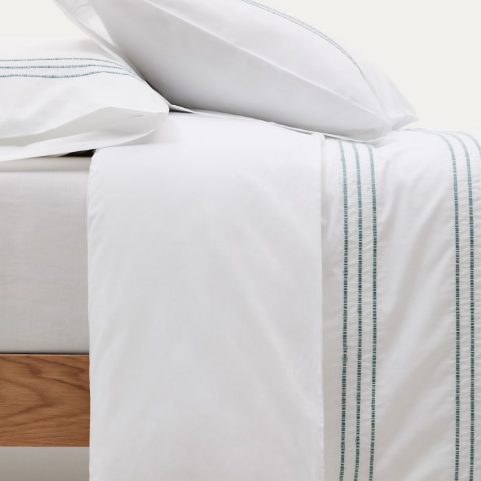 Set Saigan fundas nórdica y de almohadas 100% algodón percal 180 blanco  bordado cama 180 cm
