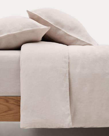 Ensemble Simmel housse de couette et taie d’oreiller en coton et lin couleur grise pour lit 90 cm