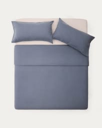 Set Simmel capas edredão e de almofadas de algodão e linho cor azul para cama 150 cm