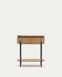 Table de chevet Licia 1 tiroir bois massif de manguier et métal peint en noir 55 x 65 cm