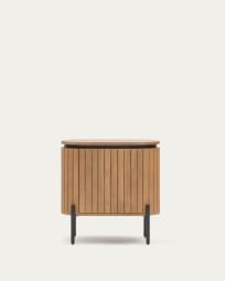 Licia mango wood bedside table with 1 door, with a natural finish and metal, 55 x 55 cm