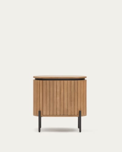 Licia mango wood bedside table with 1 drawer, with a natural finish and metal, 55 x 55 cm | Kave Home®