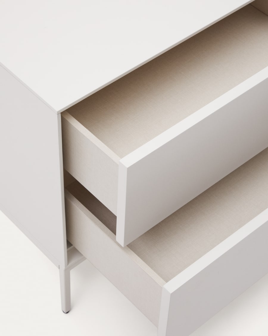 Mesa de cabeceira Vedrana 2 gavetas MDF lacado branco 60 x 55 cm