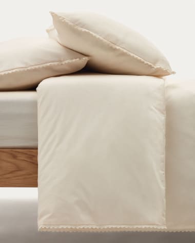Copripiumino Ciurana 100% cotone con pizzo naturale per letto da 90 cm
