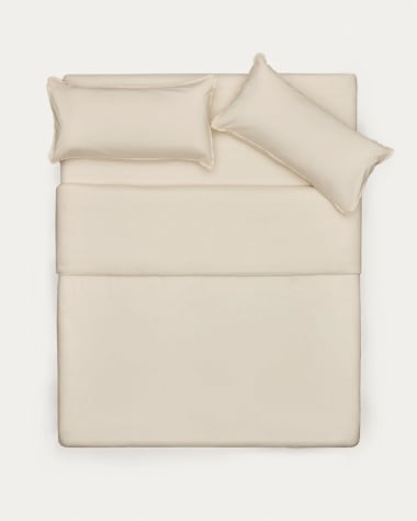 Set Ciurana fundas nórdica y de almohada 100% algodón puntilla natural cama 180/200 cm