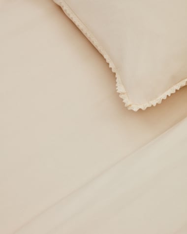 Set Teia fundas nórdica y de almohada algodón percal blanco bordado floral cama  90 cm - Kave Home. N0400001JJ05