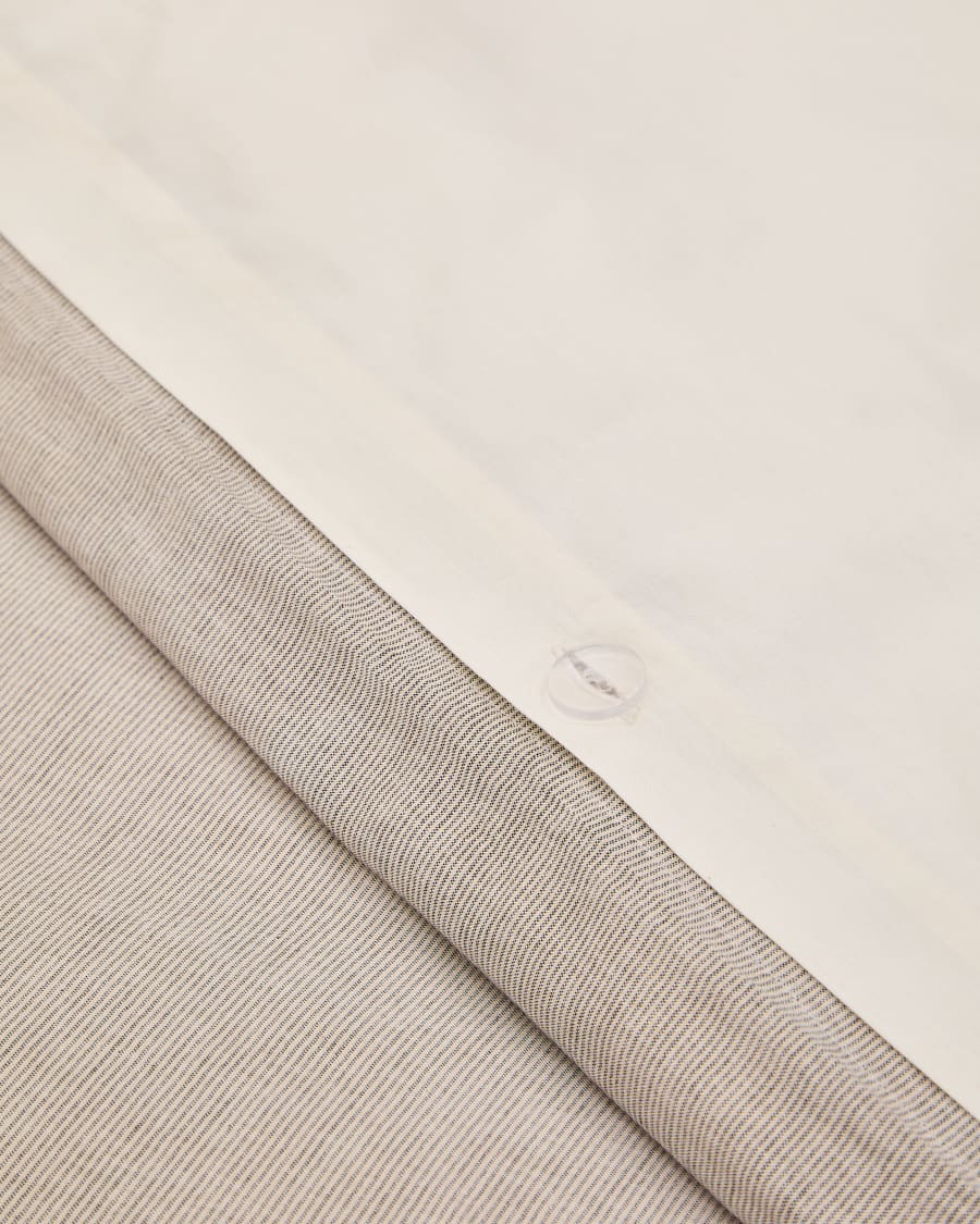 Set Cintia fundas nórdica y de almohada algodón percal blanco bordado rayas cama  150 cm