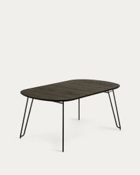 Table extensible Milian placage de frêne et pieds en acier noir 140 (220) x 90 cm