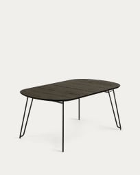 Table extensible Milian placage de frêne et pieds en acier noir 170 (320) x 100 cm