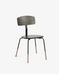 Milian chair in ash veneer with steel legs with gold-coloured detail