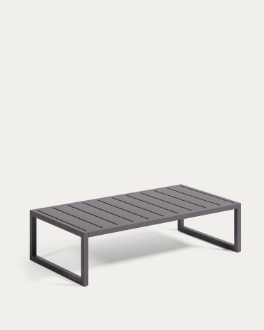 Table basse Comova 100 % pour extérieur en aluminium noir 60 x 114 cm