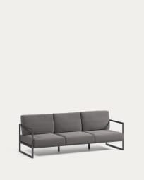 Comova 100% outdoor 3-seater sofa in dark grey and black aluminium, 222 cm