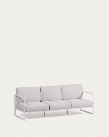 Comova 100% outdoor 3-seater sofa in white and white aluminium, 222 cm