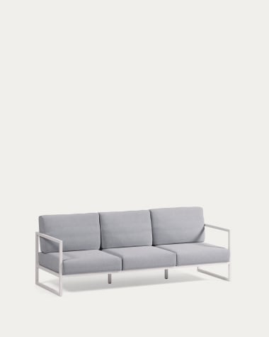 Comova 100% outdoor 3-seater sofa in blue and white aluminium, 222 cm