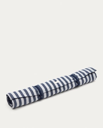 Manta portátil para mascota Tabby 100% algodón combinado de rayas gris y azul 80 x 100 cm