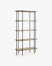 Palmia shelving unit in solid mango wood and metal black finish 100 x 191 cm