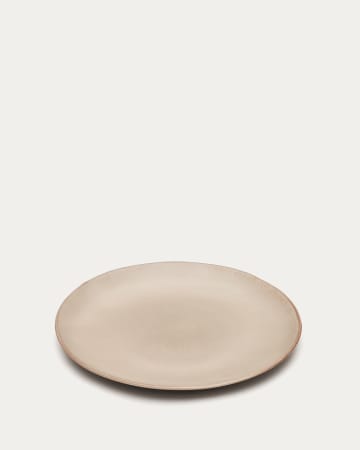 Plato plano Banyoles de cerámica marrón