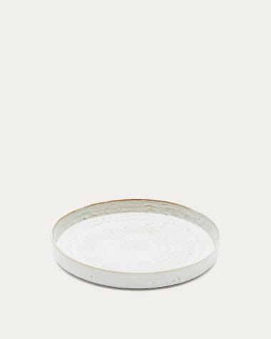 Prato raso Serni de cerâmica branco
