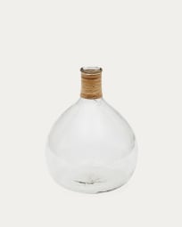 Vase Serlina en rotin et verre recyclé transparent 37 cm