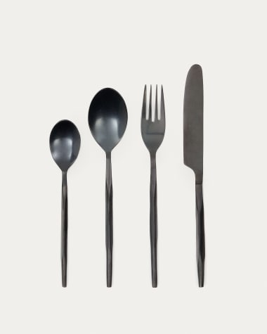 Ali 16-piece black cutlery set