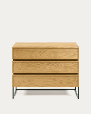 Taiana chest of drawers with oak veneer and steel frame with black finish 100 x 78 cm